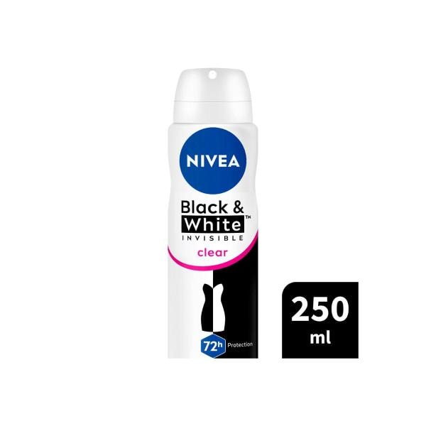 Nivea Black & White Clear Invisible Aerosol Antiperspirant Deodorant | 250mL