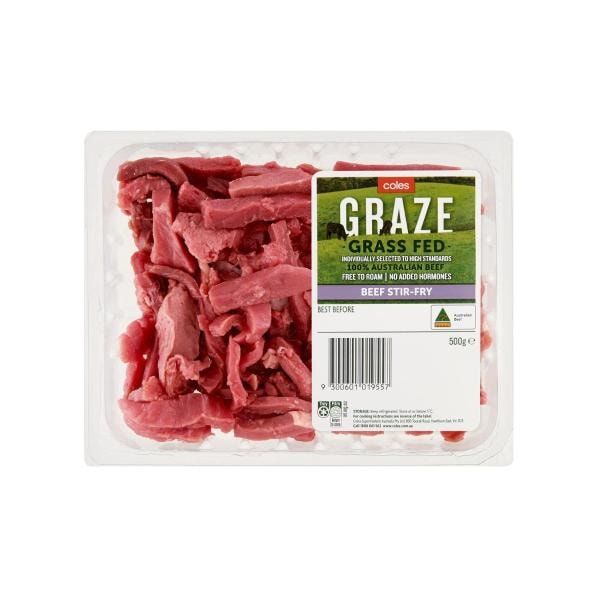 Coles Graze Grassfed Beef Stir Fry | 500g