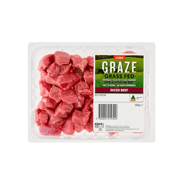 Coles Graze Grassfed Beef Diced Steak | 500g