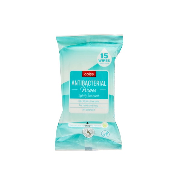 Coles Anti-Bacterial Wipes for Normal Skin | 15 pack