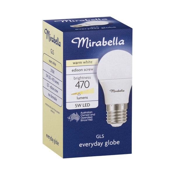 Mirabella LED Globe GLS Edison Screw 5.5 watt Warm White | 1 each