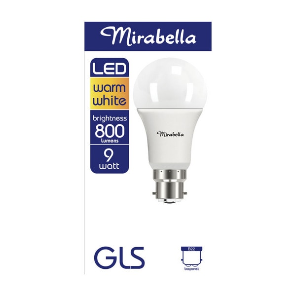 Mirabella LED Globe GLS Bayonet Cap 9 Watt Warm White | 1 each