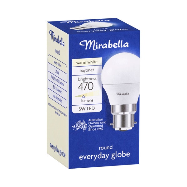 Mirabella LED Globe Fancy Round Bayonet Cap 6 watt Pearl | 1 each