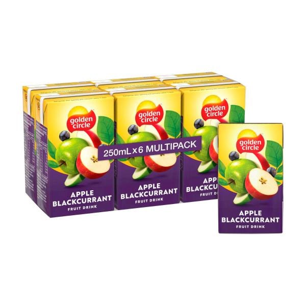 Golden Circle Apple Blackcurrant Fruit Drink LunchBox Multipack Poppers  6x250mL | 6 pack