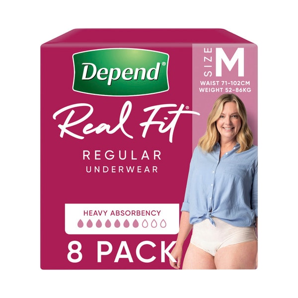 Depend Real Fit Incontinence Underwear Regular Women Medium | 8 pack