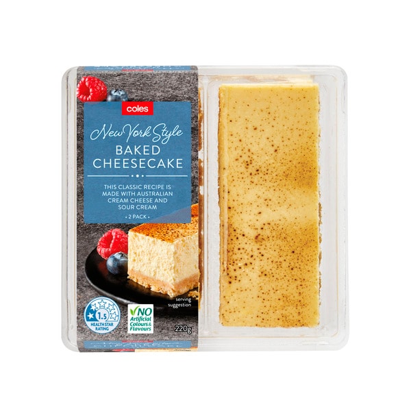 Coles New York Style Baked Cheesecake Slice 2 Pack | 220g