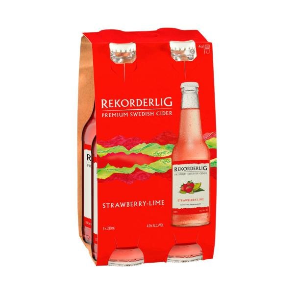 Rekorderlig Strawberry & Lime Cider Bottle 330mL | 4 Pack