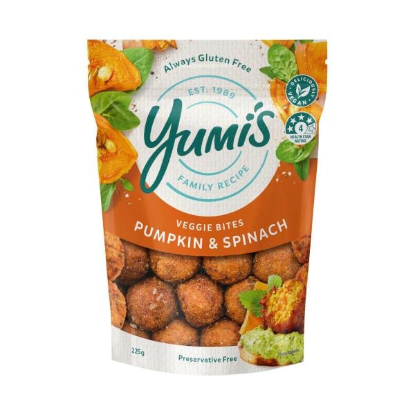 Yumi's Gluten Free Curried Pumpkin & Spinach Veggie Bites | 225g
