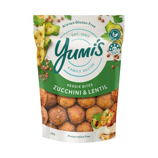 Yumi's Gluten Free Zucchini & Lentil Veggie Bites | 225g