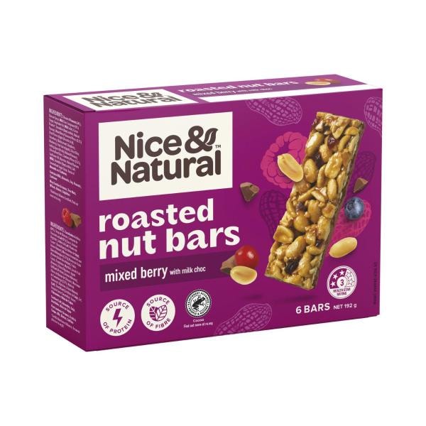 Nice & Natural Mixed Berry Roasted Nut Bars 6 pack | 192g