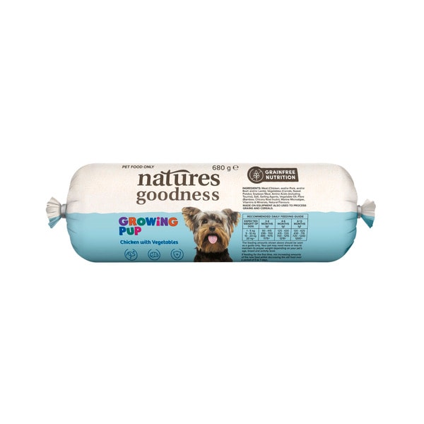 Natures Goodness Grain Free Puppy Chilled Fresh Dog Food Roll Growing Pup Chicken with Vegetables | 680g