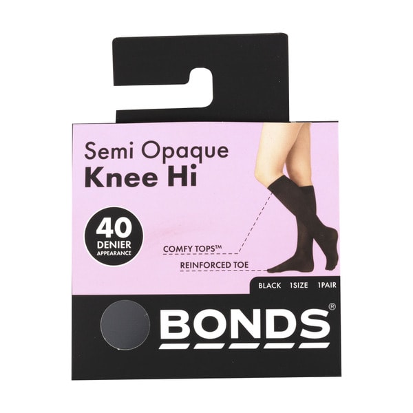 Bonds Comfy Tops Semi Opaque Knee Hi 40 Denier Black 1 size | 1 pack