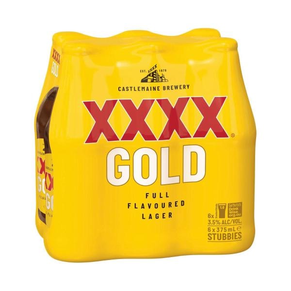 XXXX Gold Bottle 375mL | 6 Pack