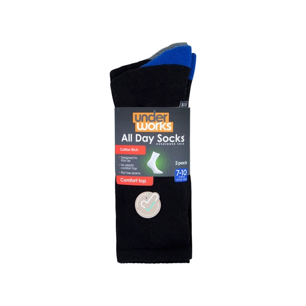 All Day Mens Cushion Foot Crew Size 7-10 | 2 pack