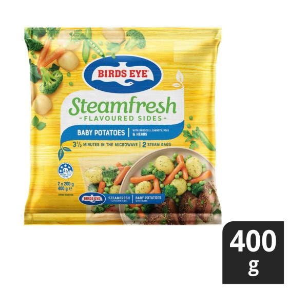 Birds Eye Frozen Steam Fresh Baby Potatoes With Broccoli Carrots Peas & Herbs 2 pack | 400g