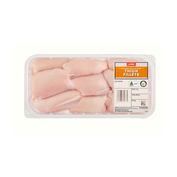 Coles RSPCA Approved Chicken Thigh Fillets Large Pack | approx. 1.2kg each