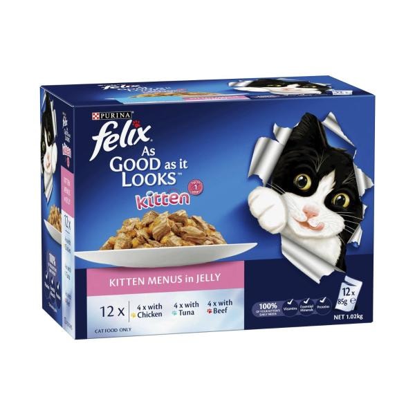 Purina Felix As Good As It Looks Kitten Menu Cat Food 85g Pouch | 12 pack