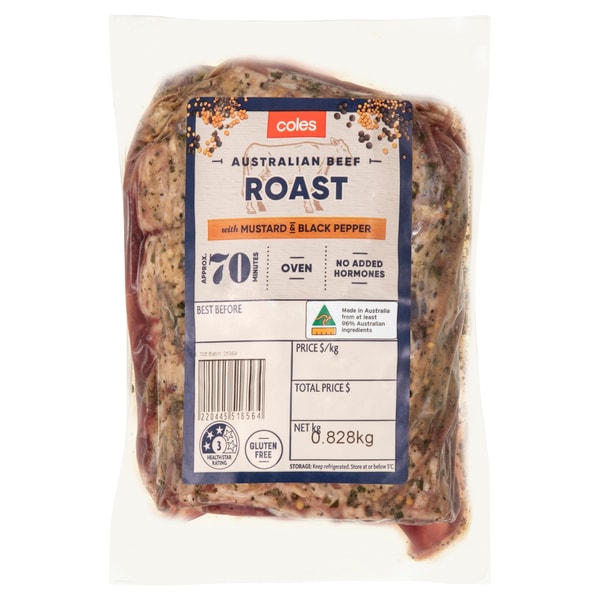 Coles Beef Roast With Mustard And Black Pepper | approx. 900g
