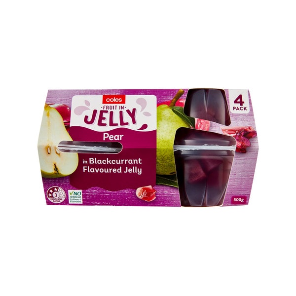 Coles Pears In Blackcurrant Jelly 4 Pack | 500g