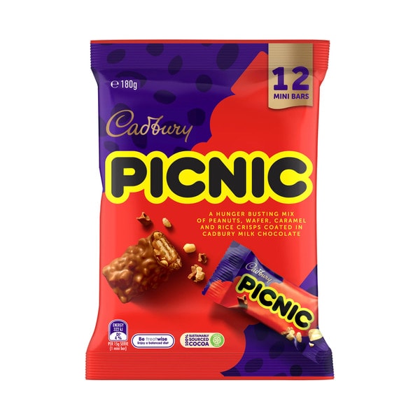 Cadbury Picnic Chocolate Sharepack 12 Pack | 180g