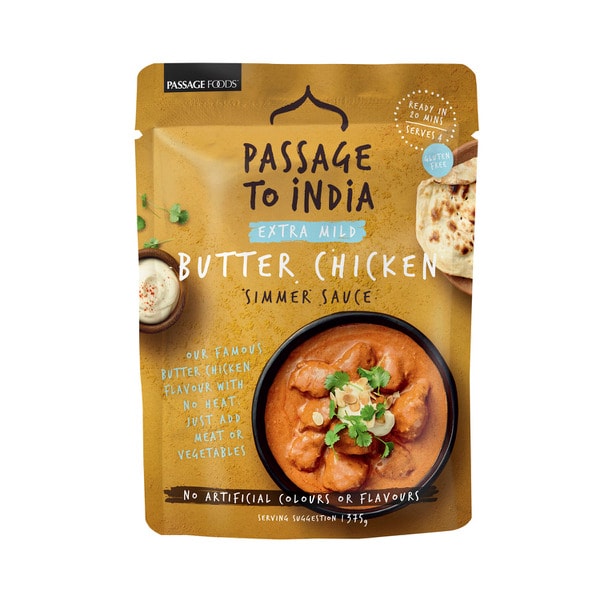 Passage Foods Passage To India Butter Chicken Simmer Sauce Pouch Extra Mild | 375g