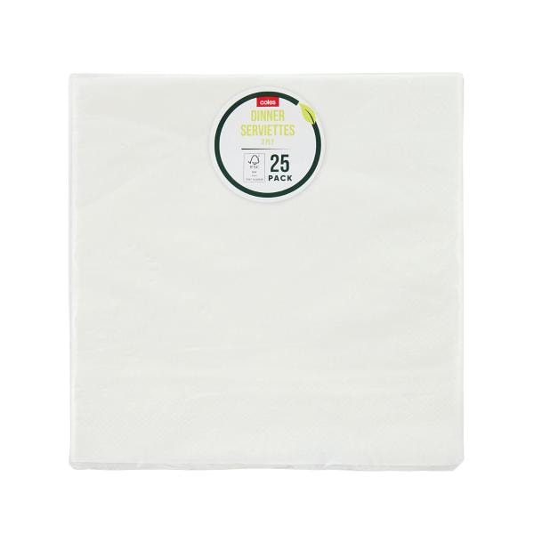 Coles Dinner Serviettes | 25 pack