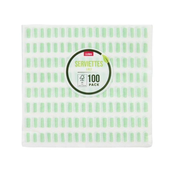 Coles Patterned Serviettes | 100 pack