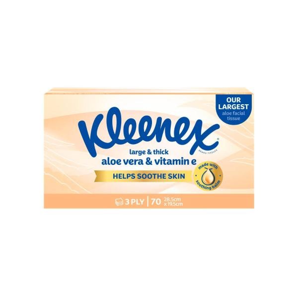 Kleenex Aloe Vera & Vitamin E 3 Ply Large & Thick Facial Tissues | 70 pack