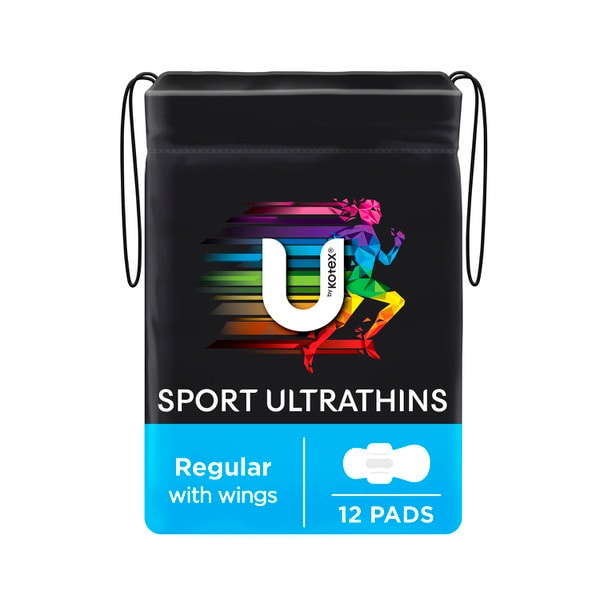 U by Kotex Sport Ultrathin Pads Regular with Wings | 12 pack