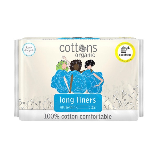 Cottons Organic Long Panty Liners | 32 pack