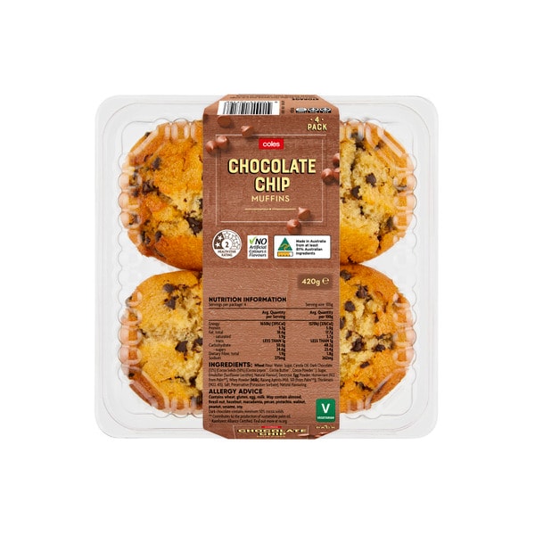 Coles Chocolate Chip Muffins | 4 pack