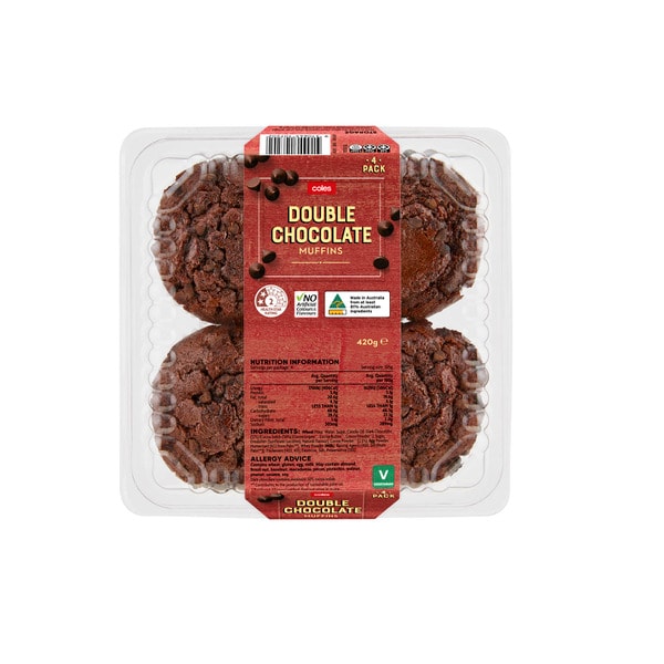 Coles Double Chocolate Muffins | 4 Pack