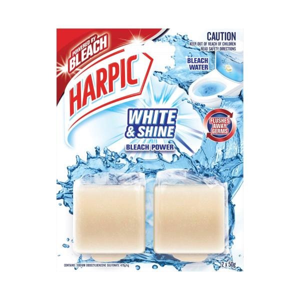 Harpic White & Shine Bleach Toilet Cistern Block 2 pack | 100g