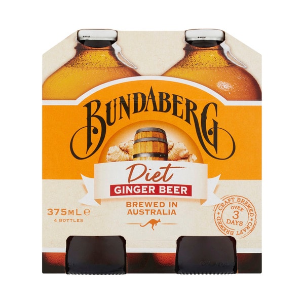 Bundaberg Brewed Drink Ginger Beer Diet 4x375mL | 4 pack