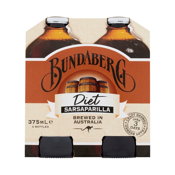 Bundaberg Brewed Drink Sarsaparilla Diet 4x375mL | 4 pack