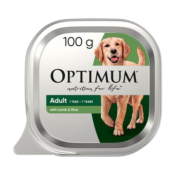 Optimum Lamb & Rice Adult Wet Dog Food Tray | 100g
