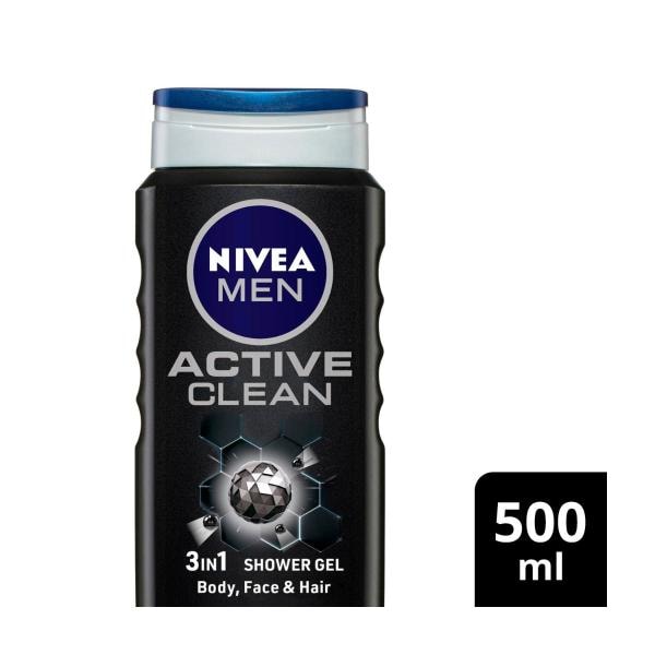 Nivea Men Active Clean Shower Gel & Body Wash + Active Charcoal | 500mL