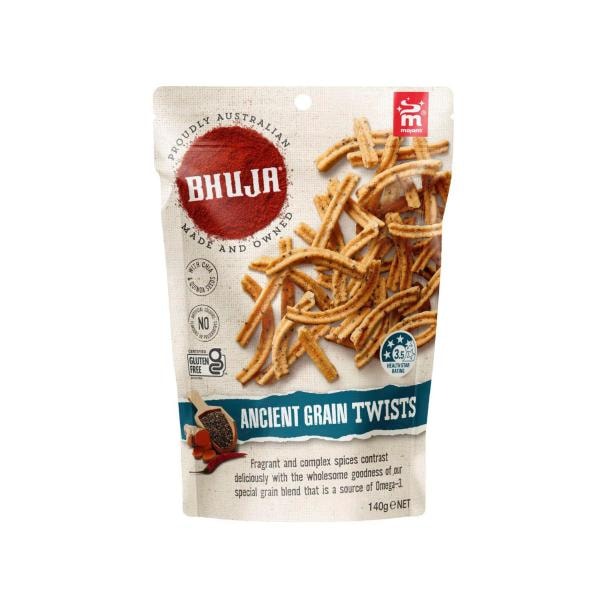 Majans Bhuja Gluten Free Ancient Grain Twists With Chia And Quinoa | 140g