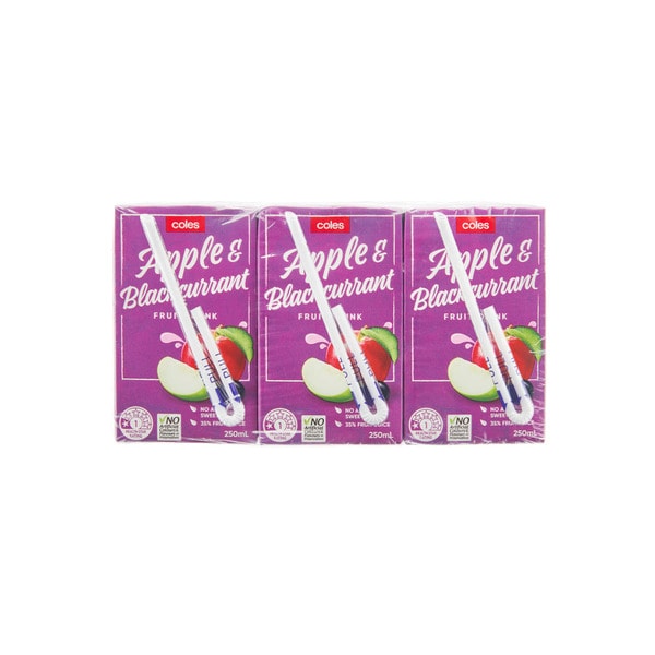 Coles Apple & Blackcurrant Fruit Drink Multipack 250mL | 6 Pack