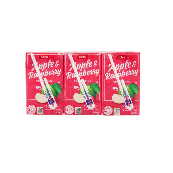 Coles Apple & Raspberry Fruit Drink Multipack 250mL | 6 pack