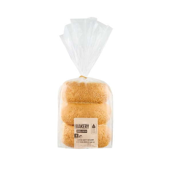 Coles Bakery Sesame Hot Dog Rolls | 6 pack