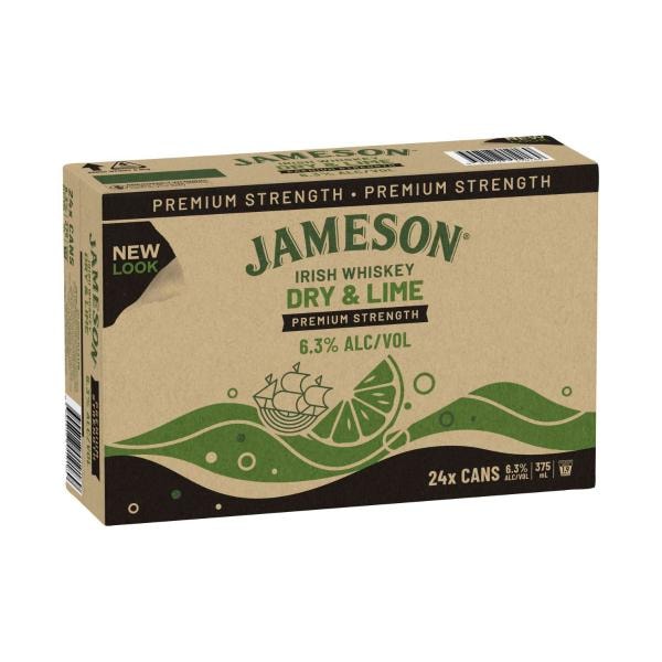 Jameson Smooth Dry & Lime Can 375mL | 24 Pack