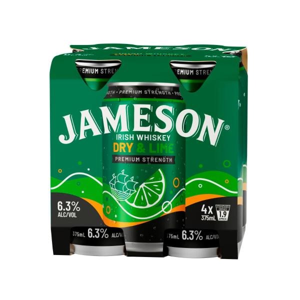 Jameson Smooth Dry & Lime Can 375mL | 4 Pack