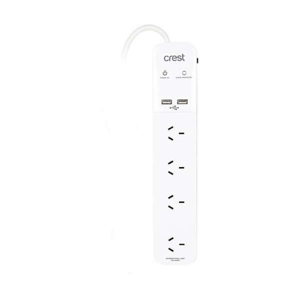 Crest Power Board 4 Socket 2 USB 1.2m | 1 each