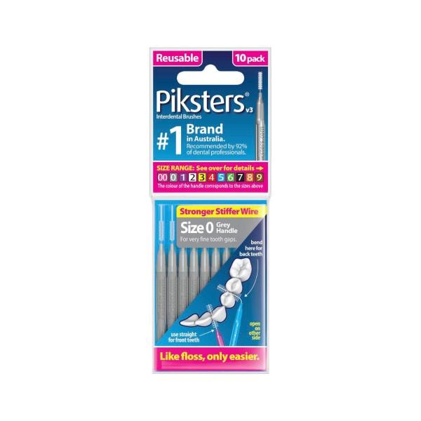 Piksters Interdental Brushes Grey Size 0 | 10 pack