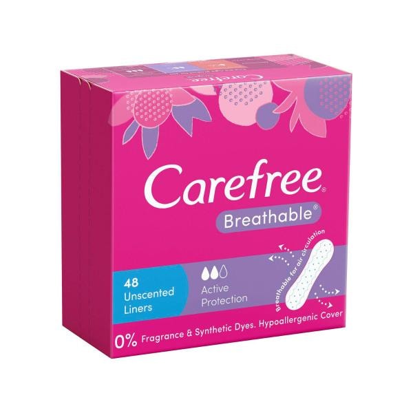 Carefree Breathable Unscented Panty Liners | 48 pack