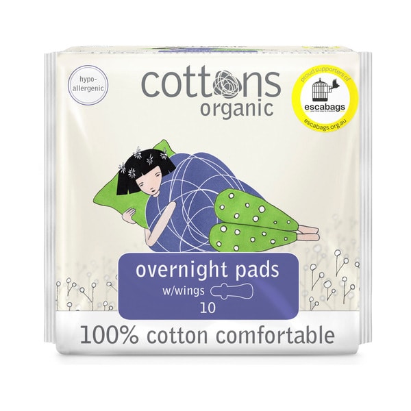 Cottons Organic Overnight Pads | 10 pack