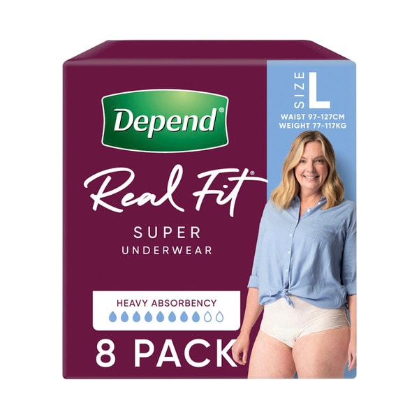 Depend Real Fit Incontinence Underwear Super Women Large | 8 pack