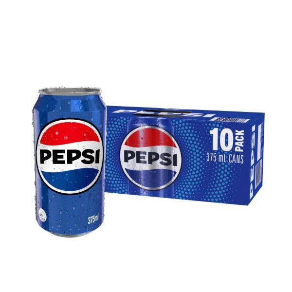 Pepsi Cola Soft Drink Cans Multipack 375mL x 10 Pack | 10 pack