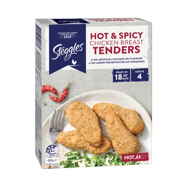 Steggles Frozen Hot & Spicy Chicken Breast Tenders | 400g